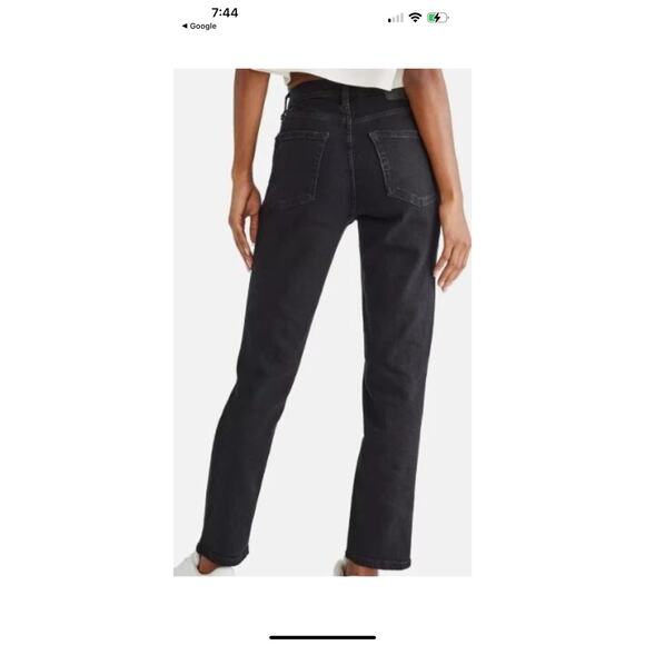 NWT AERO Mom Hig Rise Stretch Black Distressed Jeans Sz 00 - Picture 5 of 10